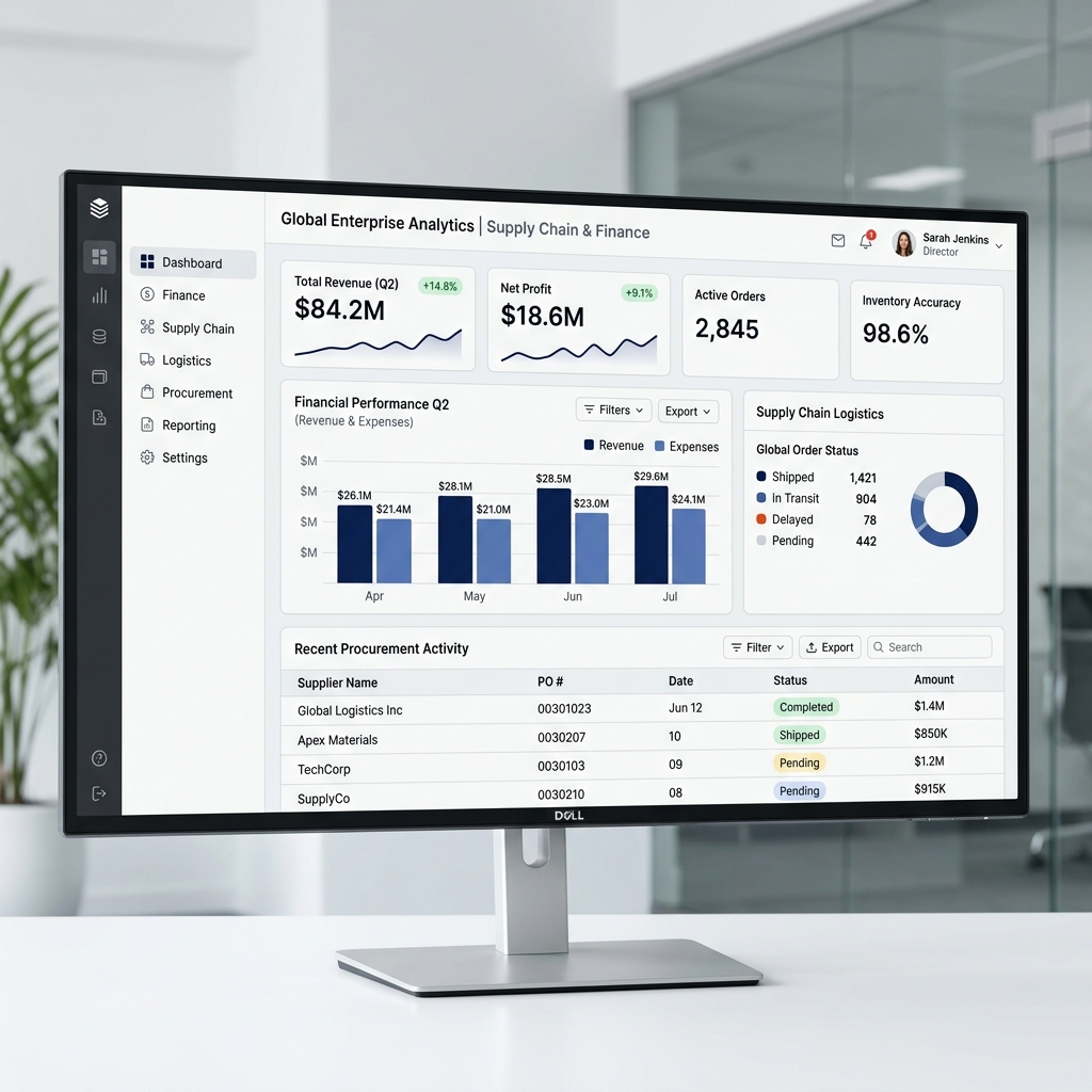 Qodarix Clean ERP Dashboard UI
